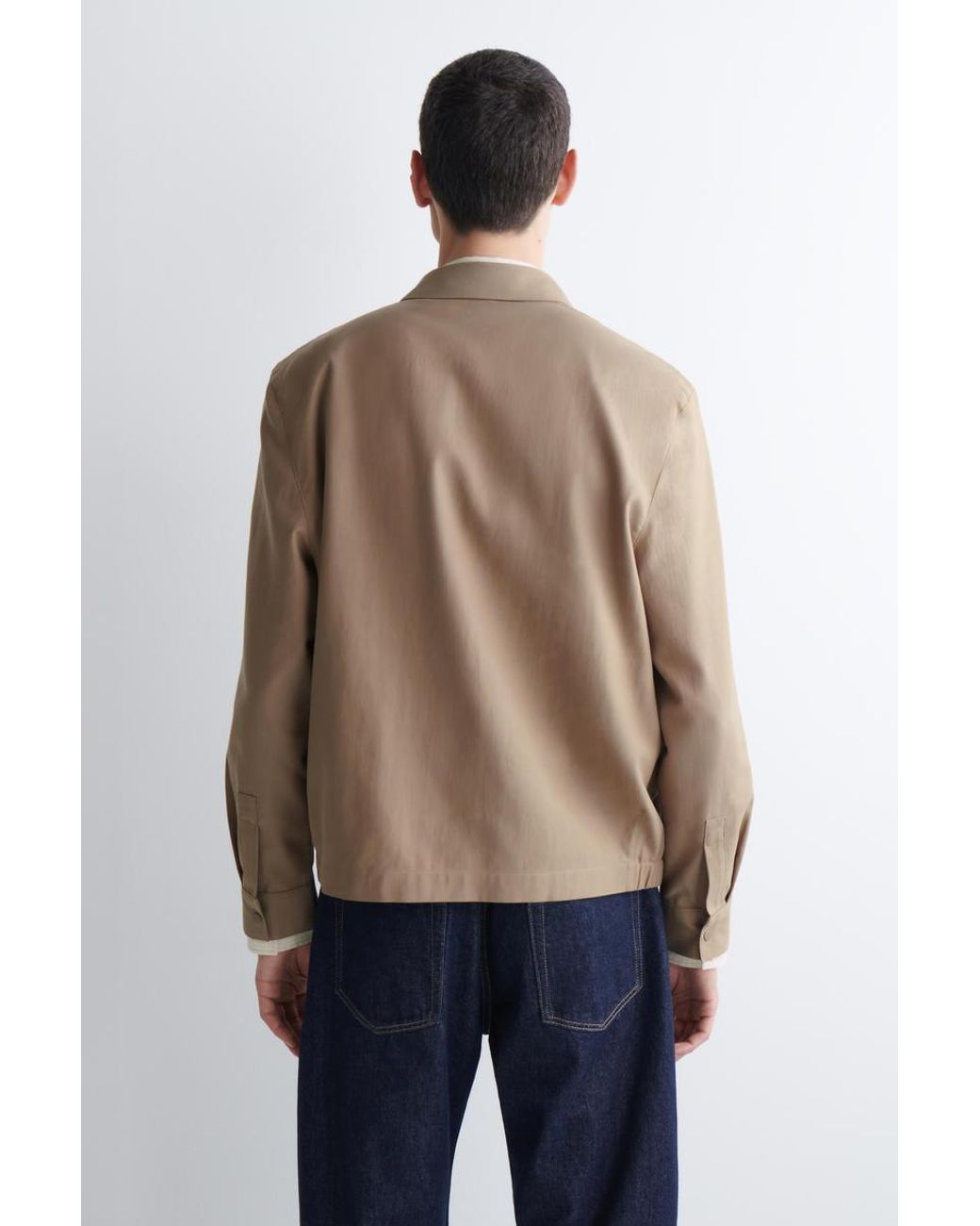 COS Natural Contrast-Panel Cotton Overshirt for men