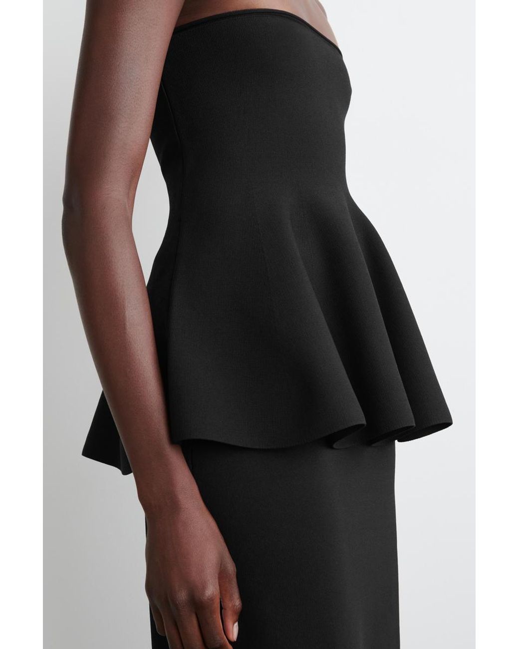 COS Black Sheer-Detail Knitted Peplum Top