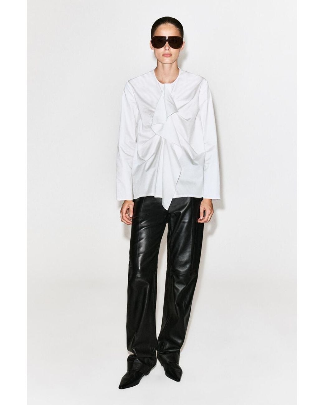 COS White Ruffled Cotton Blouse