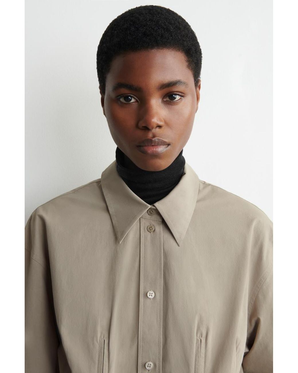 COS Natural Waisted Cotton Shirt Dress