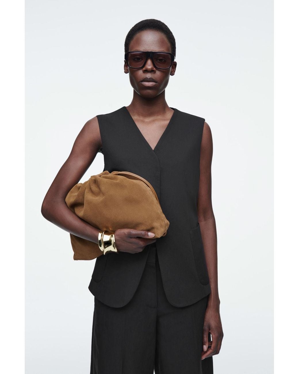 COS Cavatelli Clutch Bag in Brown | Lyst