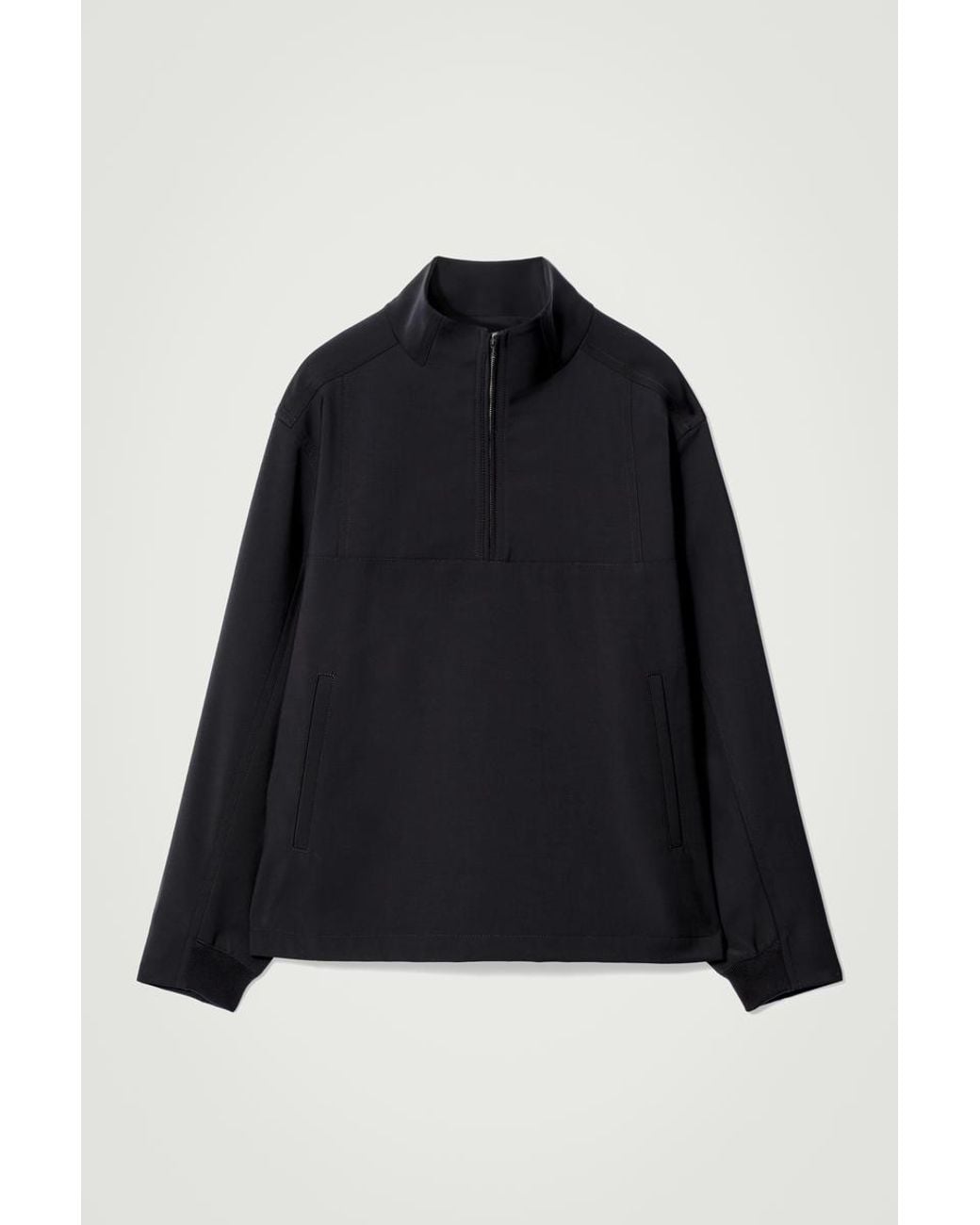 COS Double-Faced Wool-Blend Half-Zip Jacket in Black for Men | Lyst