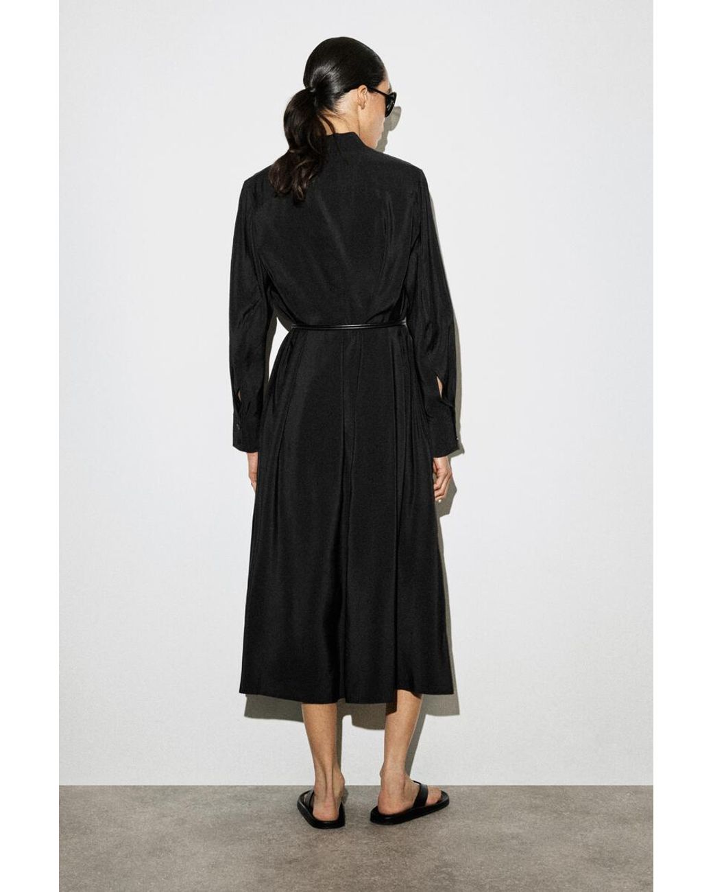 COS Black Fluid Midi Shirt Dress