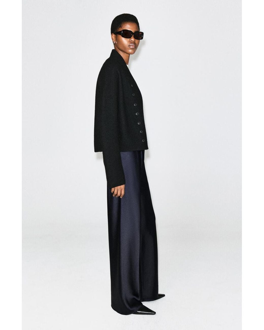 COS Blue Satin Wide-Leg Trousers