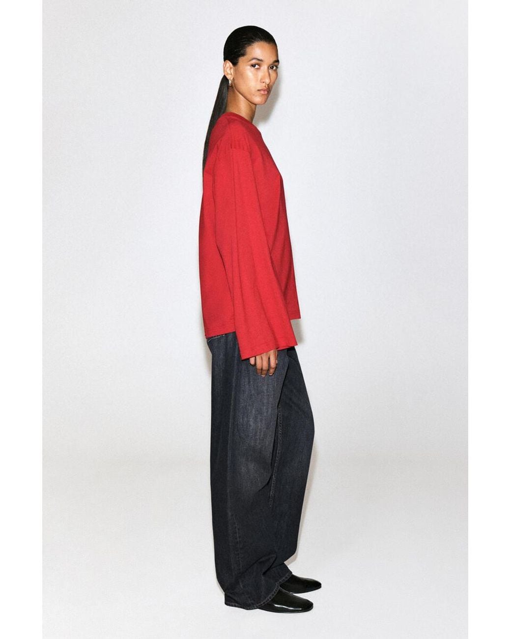 COS Red Brushed-Cotton Long-Sleeved T-Shirt