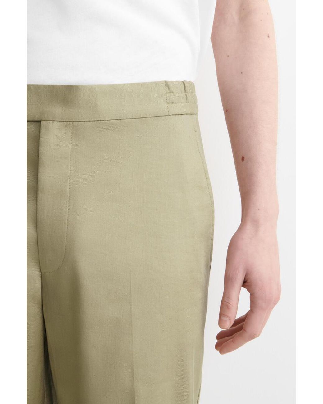 COS Green Linen-Cotton Slim-Fit Straight-Leg Trousers for men