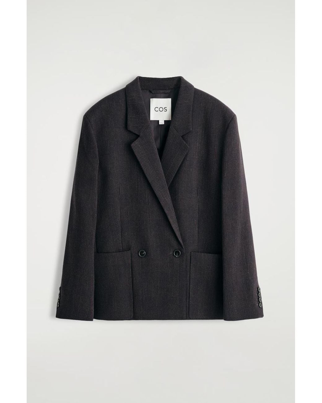 COS Black Checked Double-Breasted Blazer