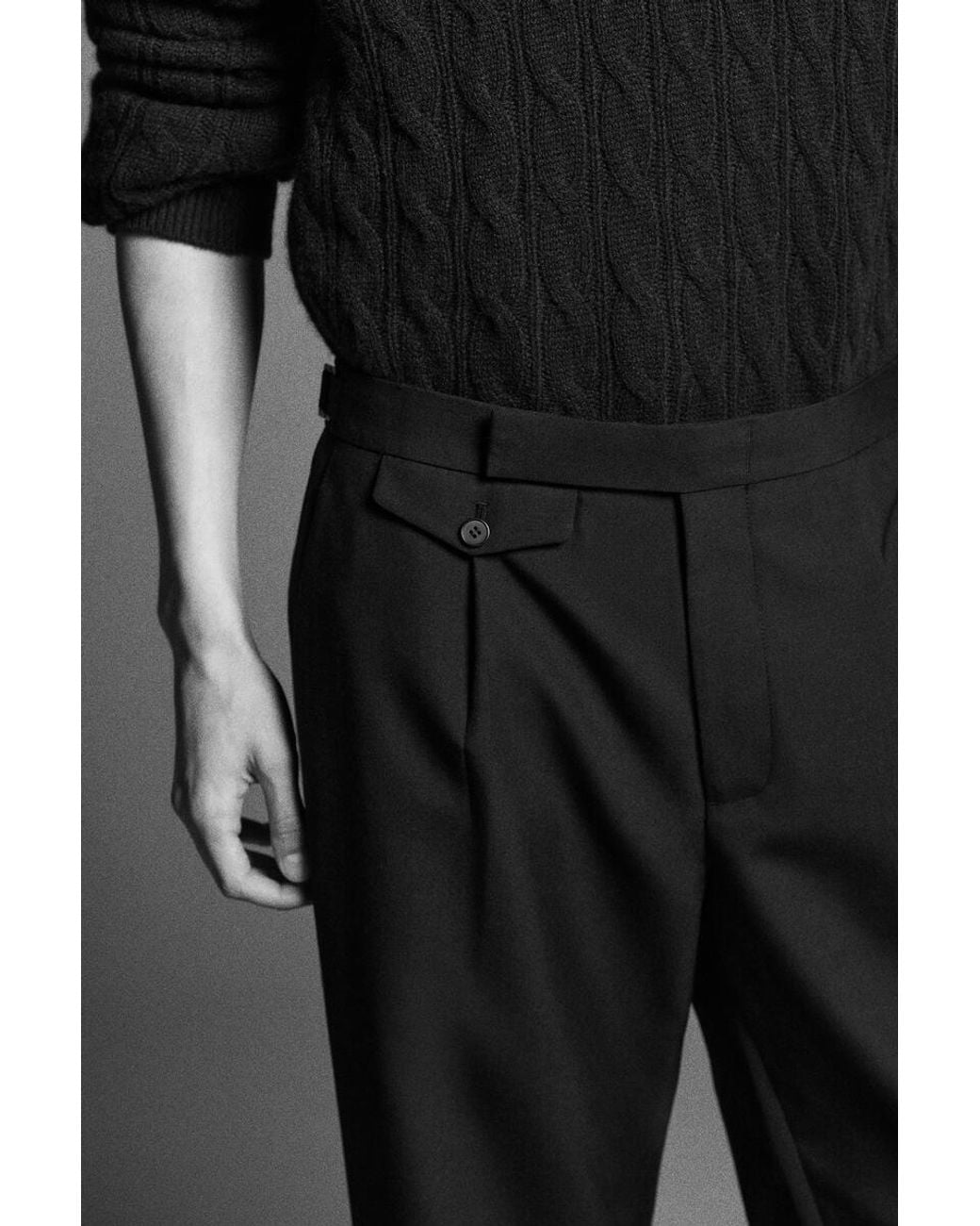 COS Blue Cable-Knit Pure Cashmere Polo Sweater for men