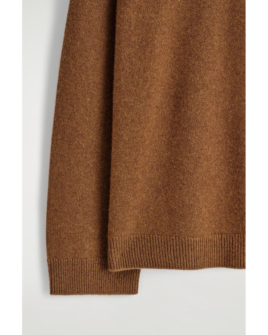 COS Brown Cashmere Mock-Neck Sweater