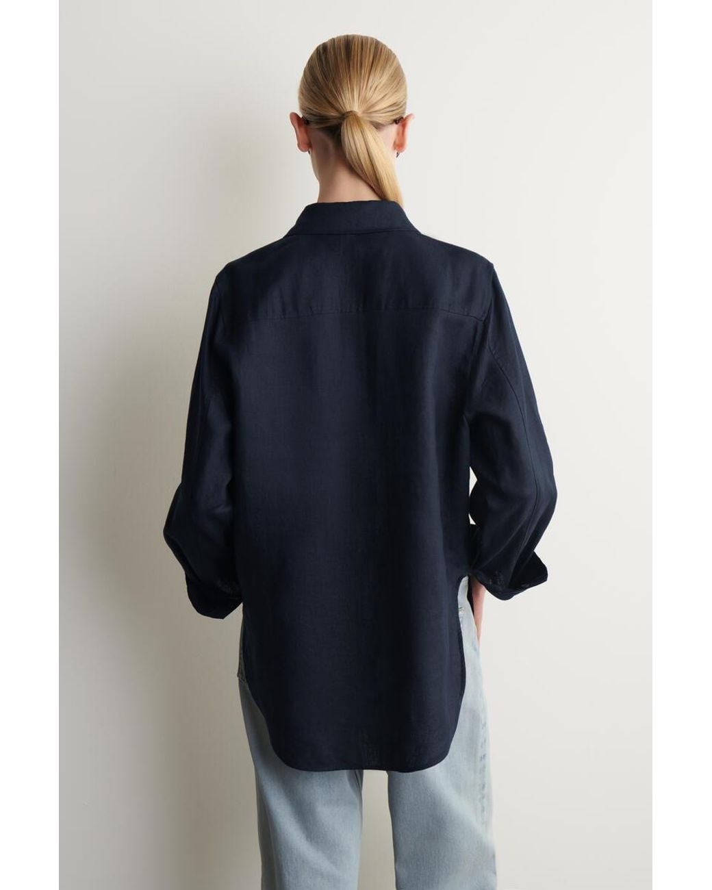 COS Blue Button-Down Collar Linen Shirt