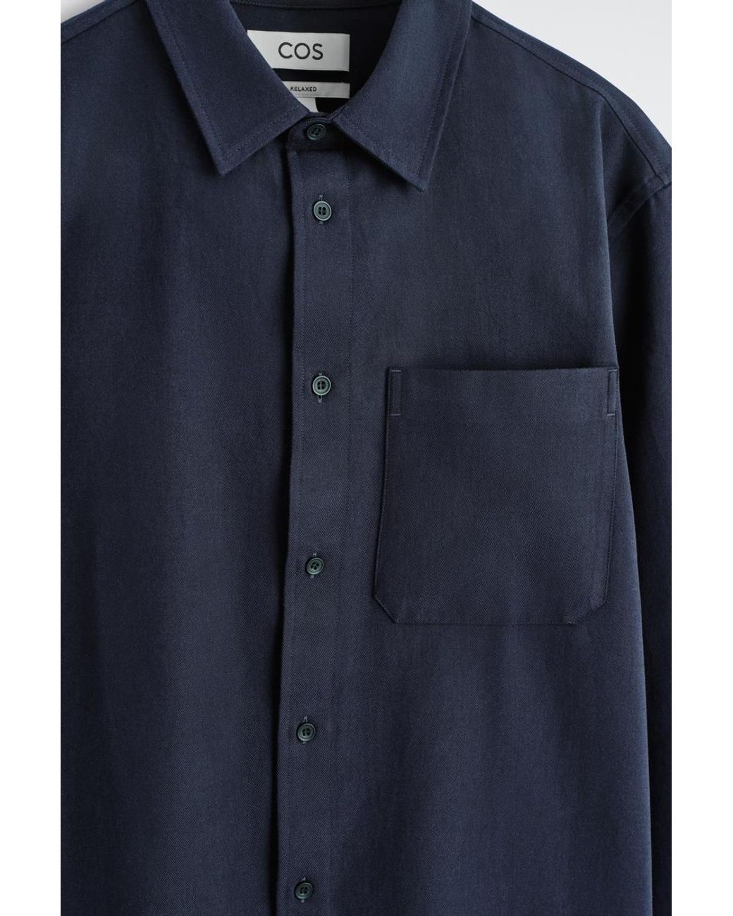 COS Blue Relaxed Brushed Cotton-Blend Shirt for men