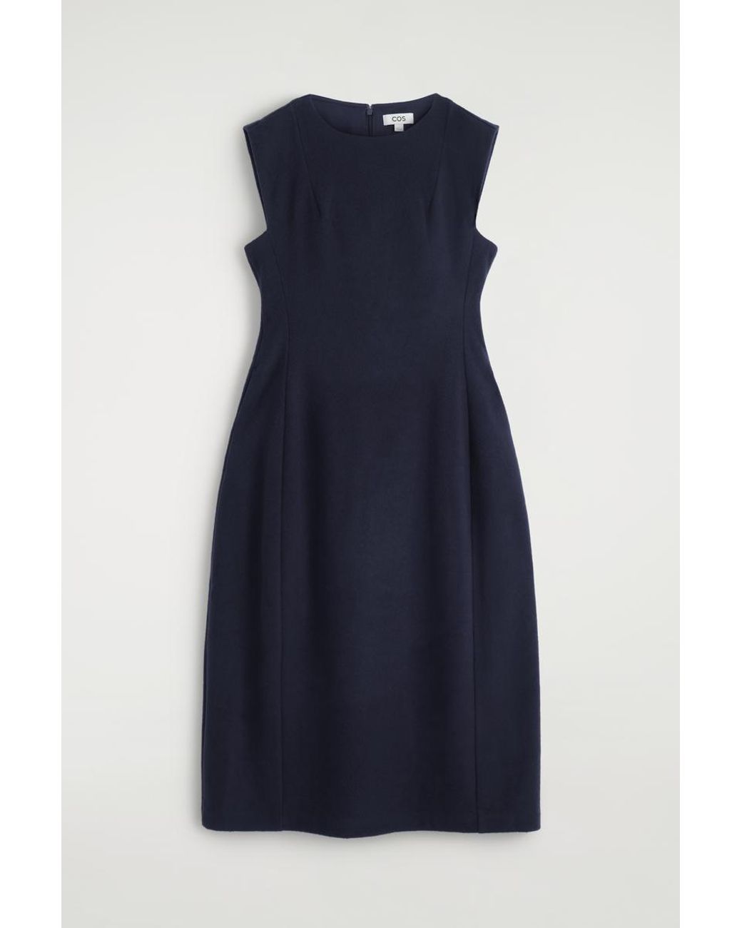 COS Blue Sculpted Brushed-Wool Midi Dress