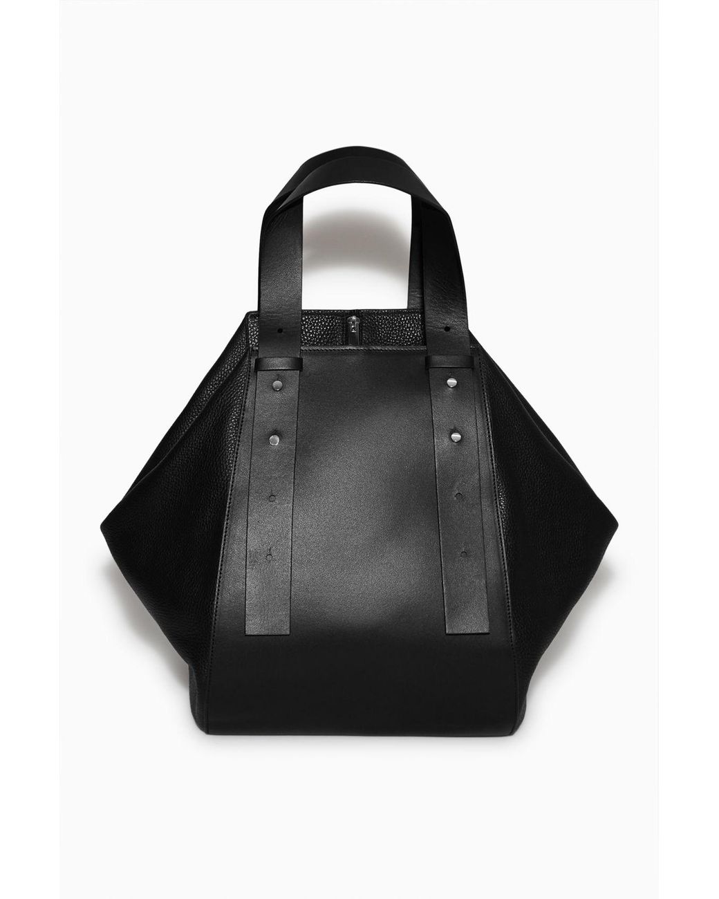 COS Large Leather Bowling Bag in Black | Lyst