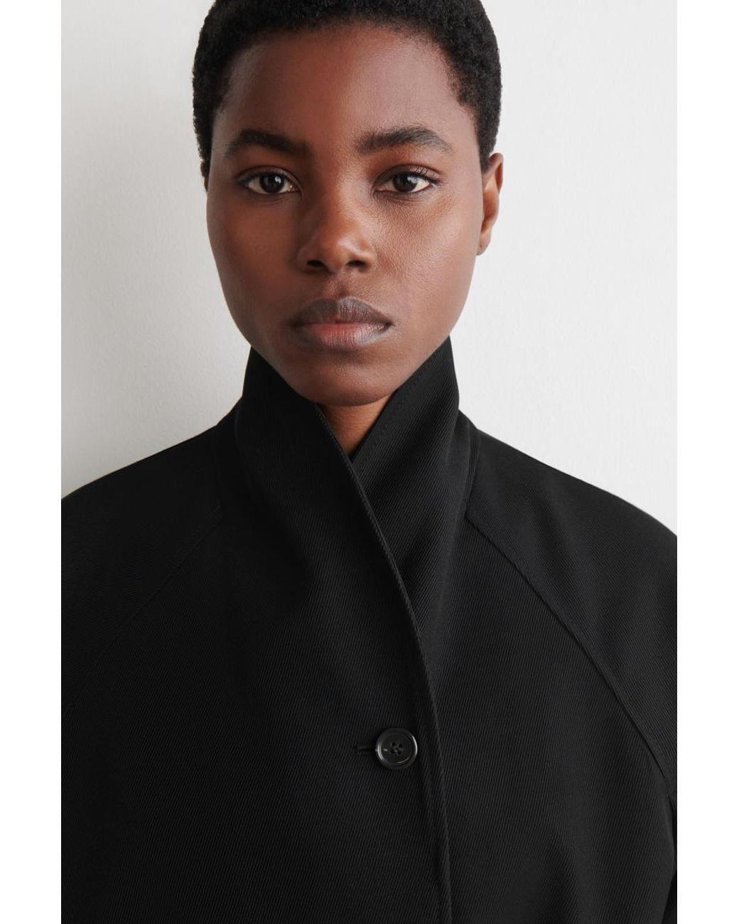 COS Black Belted Wool-Blend Shawl-Collar Jacket