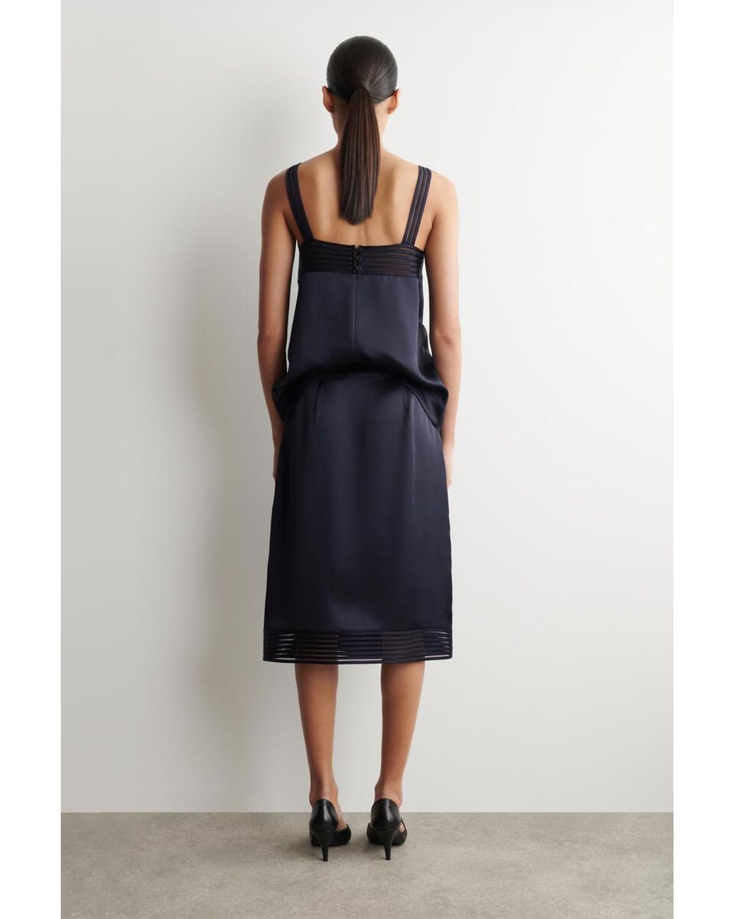 COS Blue Open-Stitch Wrap Skirt