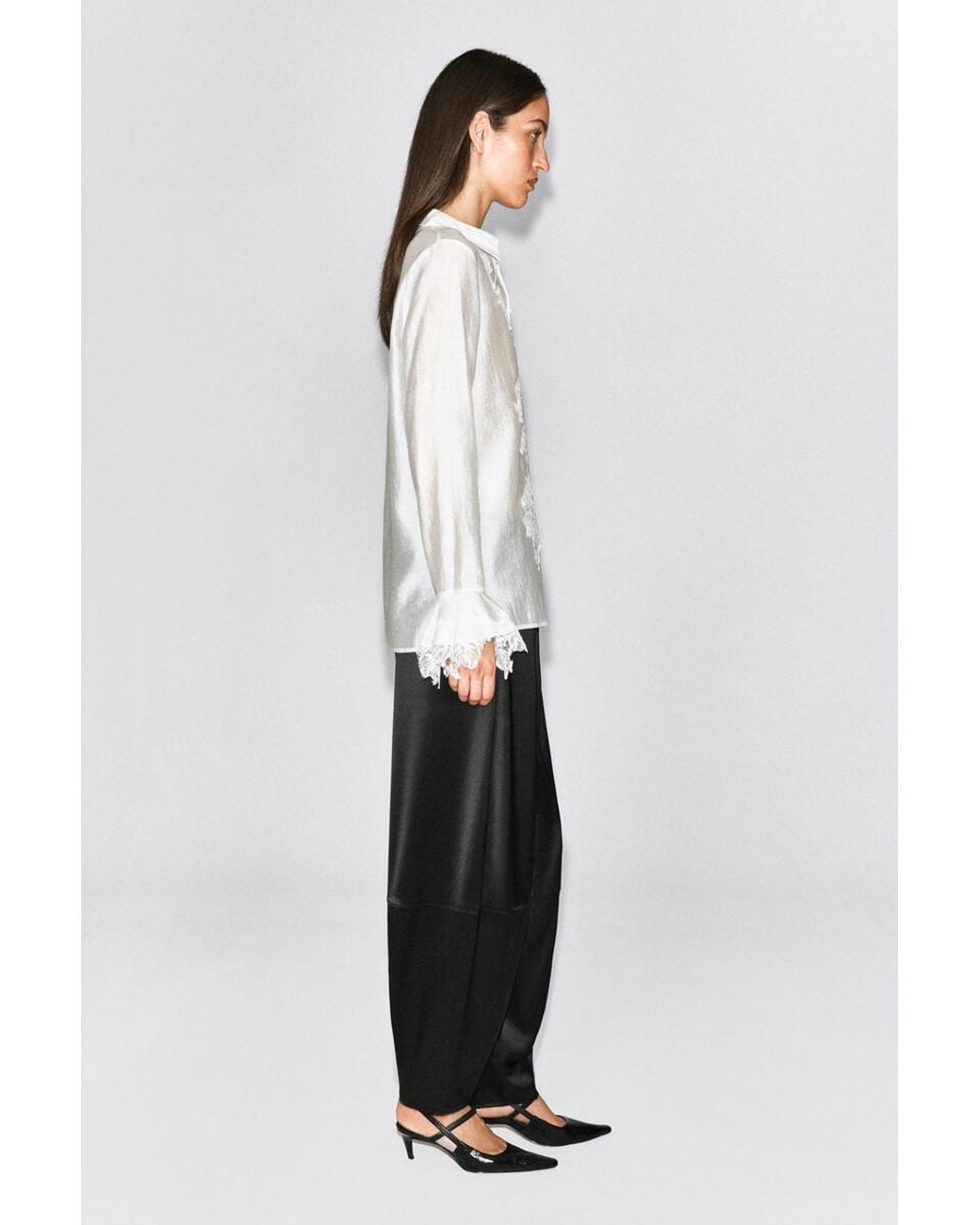 COS Black Satin Barrel-Leg Pants