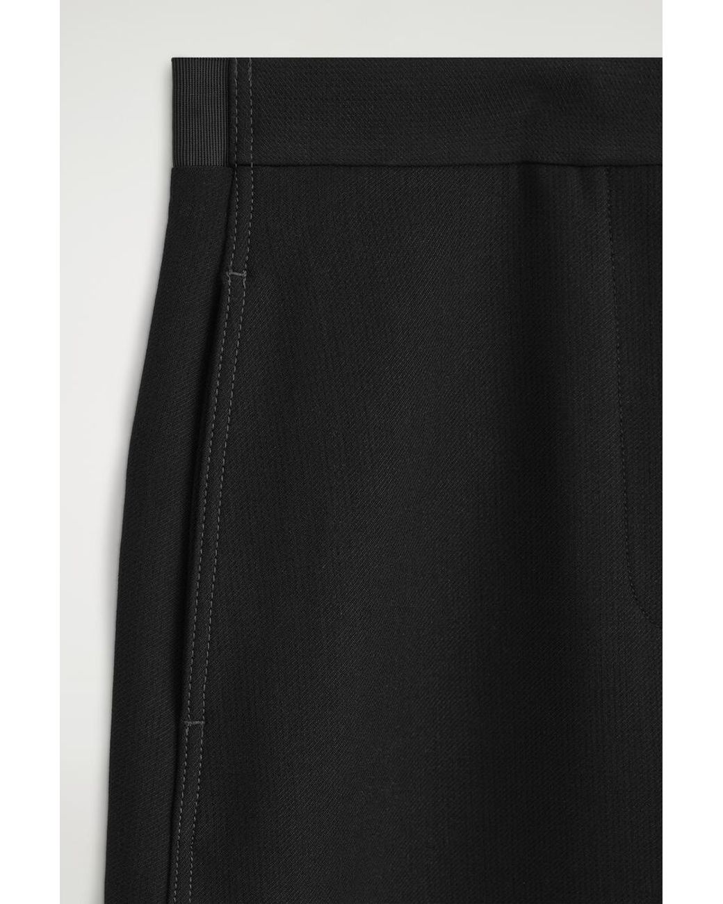 COS Black Topstitched Barrel-Leg Pants