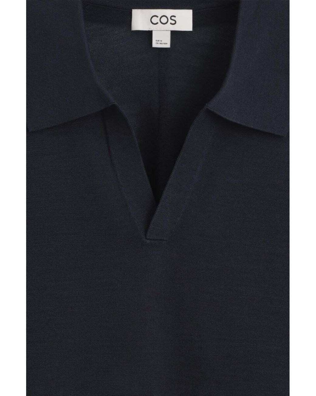 COS Blue Slim Merino Wool-Silk Polo Shirt for men