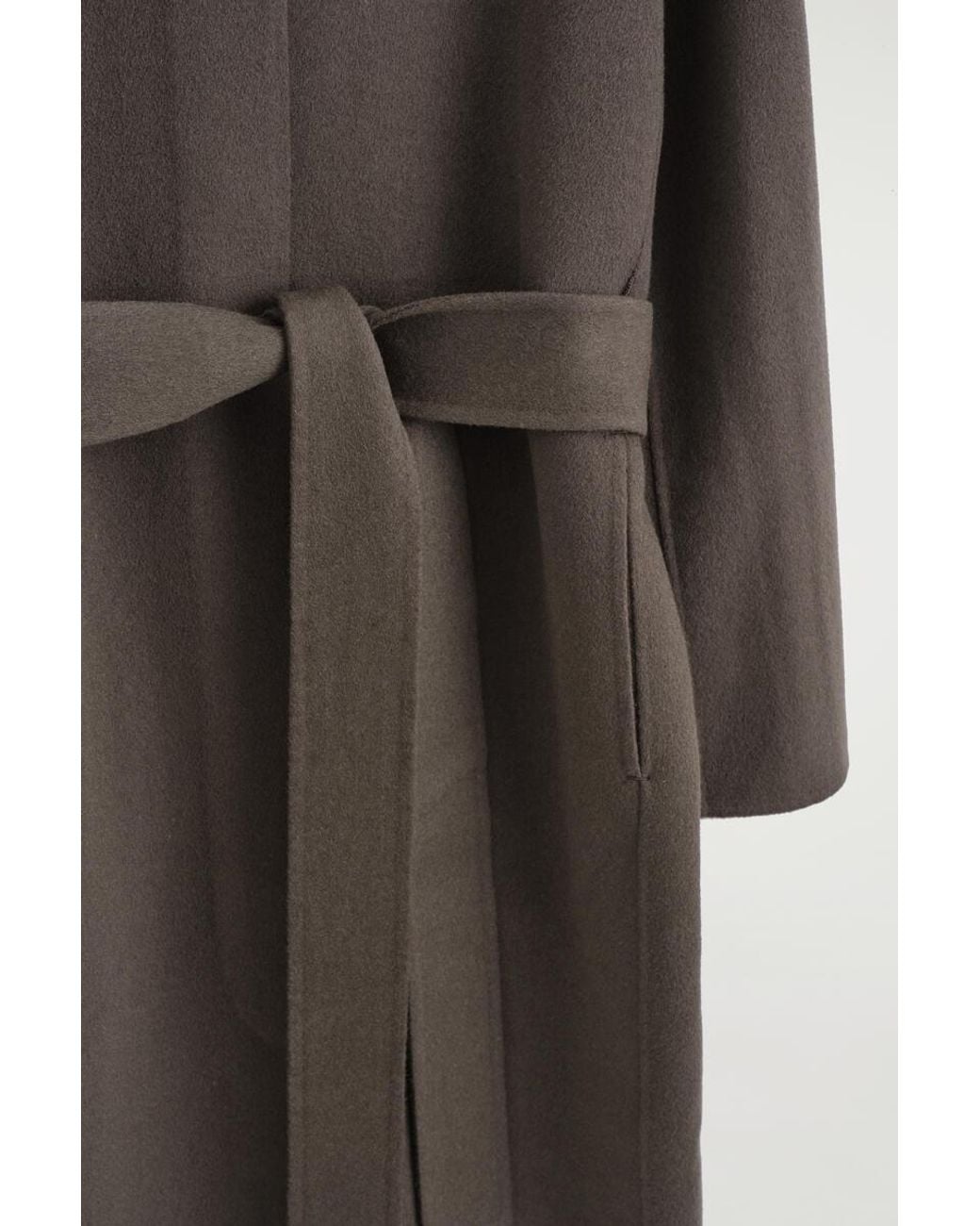 COS Brown Belted Double-Faced Wool-Blend Long Coat