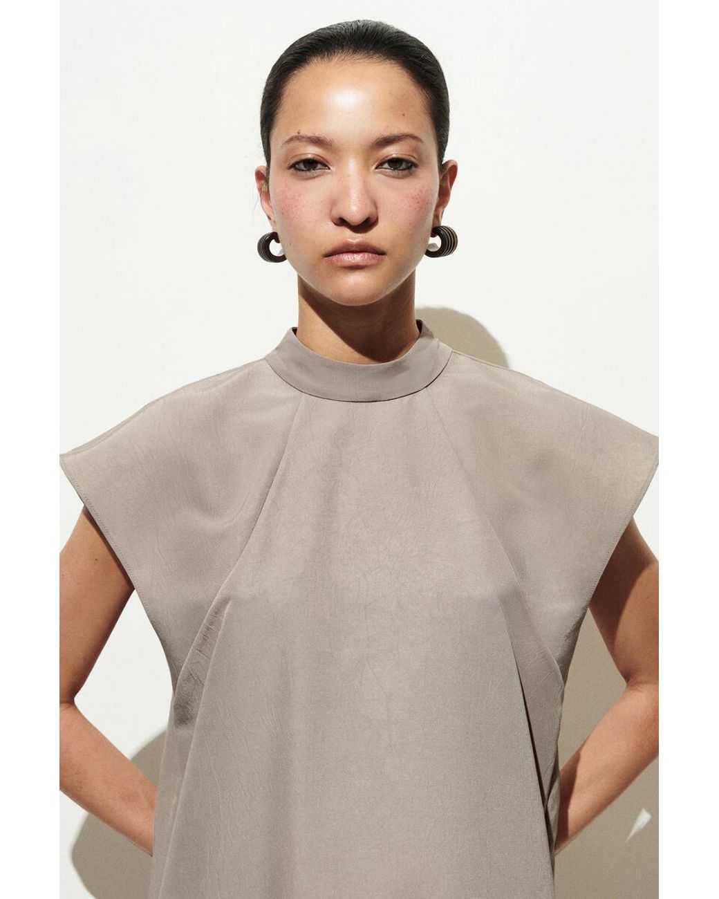 COS Natural Sculpted Turtleneck Dress