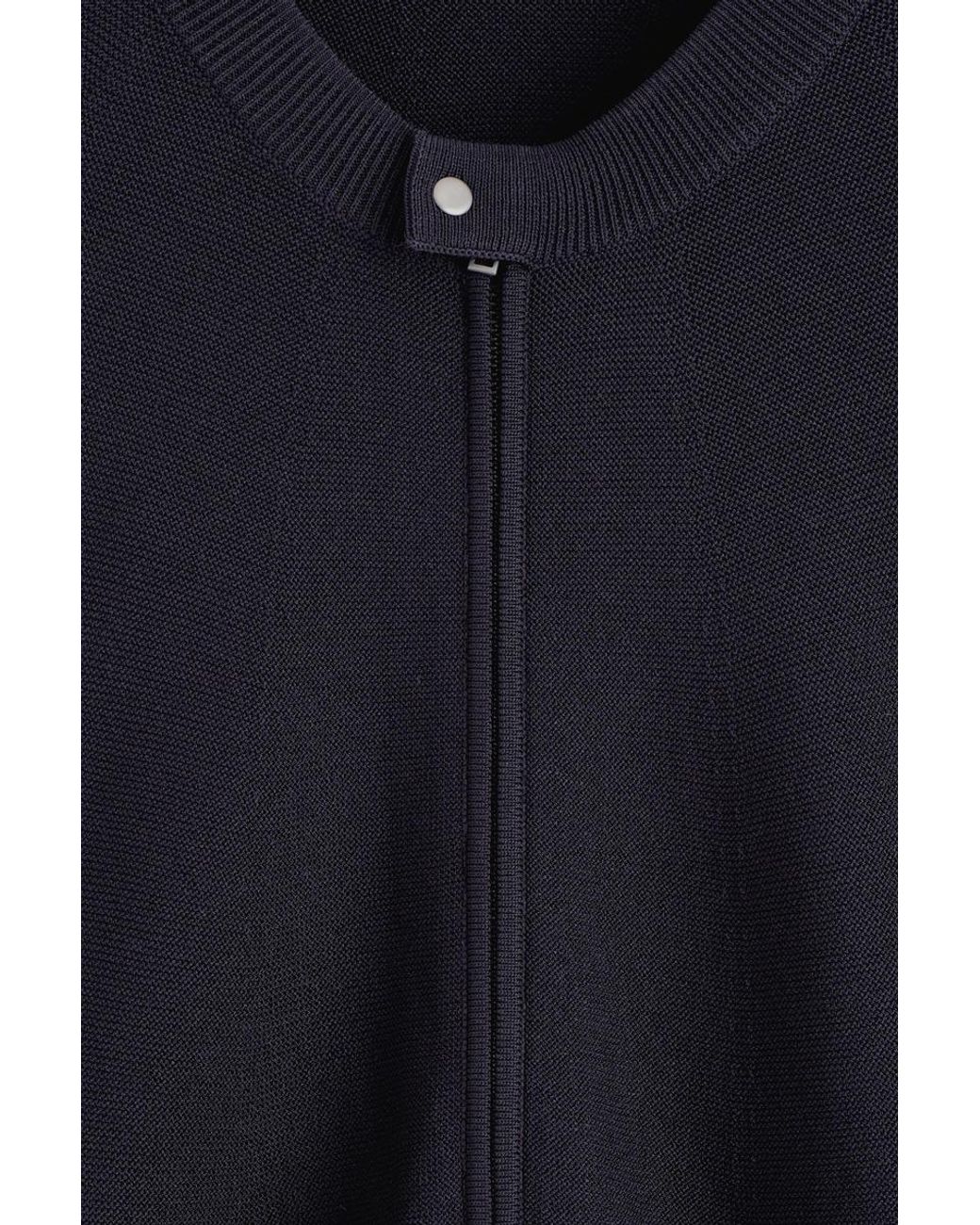 COS Blue Racer-Neck Knitted Jacket for men