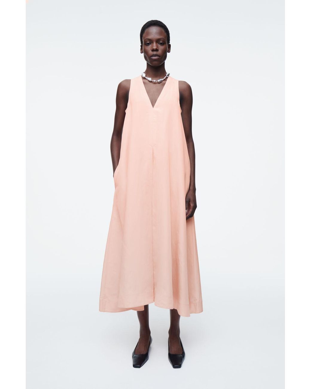 COS A-Line Linen-Blend Maxi Dress in Pink | Lyst