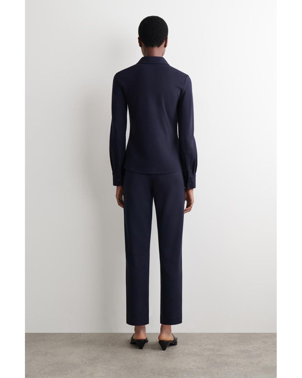 COS Blue Elasticated Straight-Leg Jersey Pants