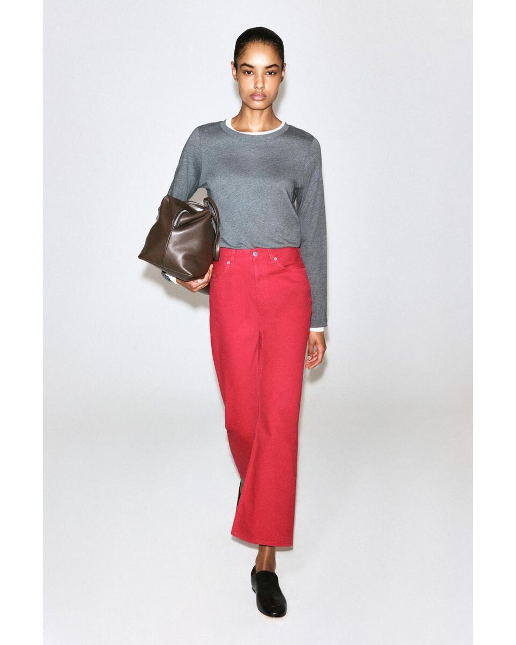COS Red Valley Cropped Bootcut Jeans
