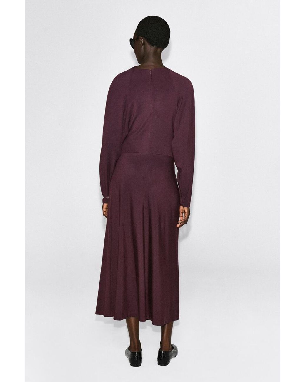 COS Purple Draped Twist-Detail Midi Dress