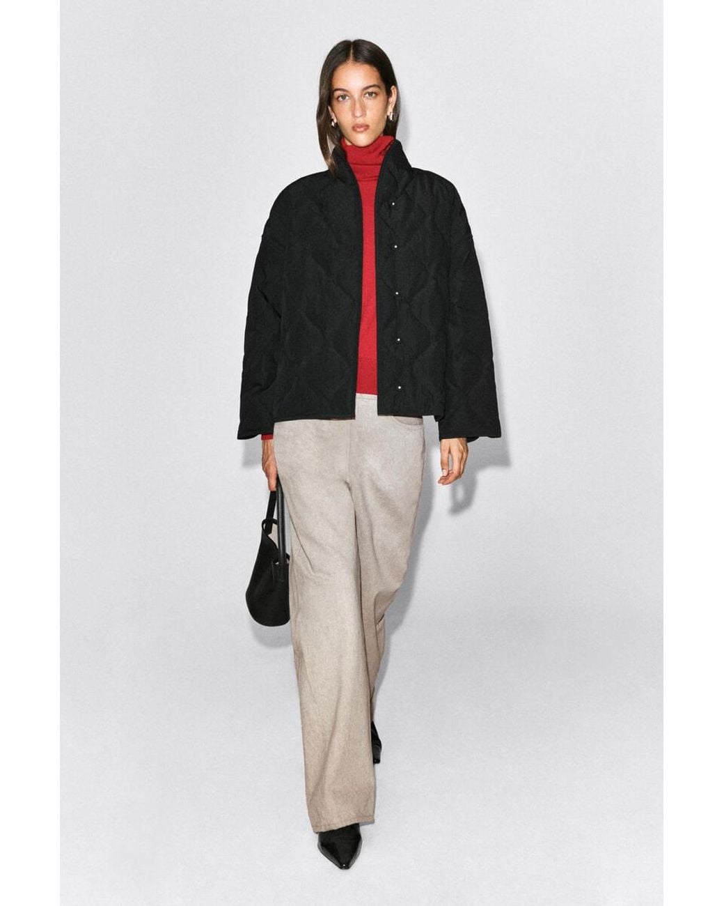 COS Black Shawl-Collar Quilted Jacket