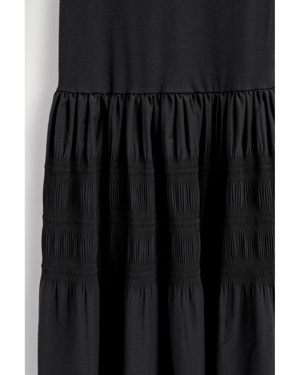 COS Black Tiered Gathered Midi Dress
