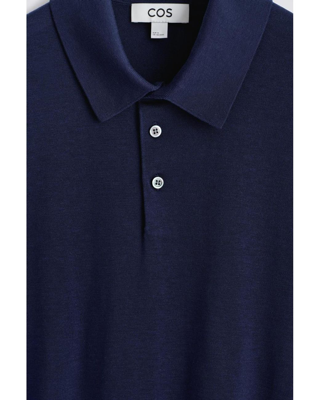 COS Black Slim Knitted Silk Polo Shirt In Navy for men