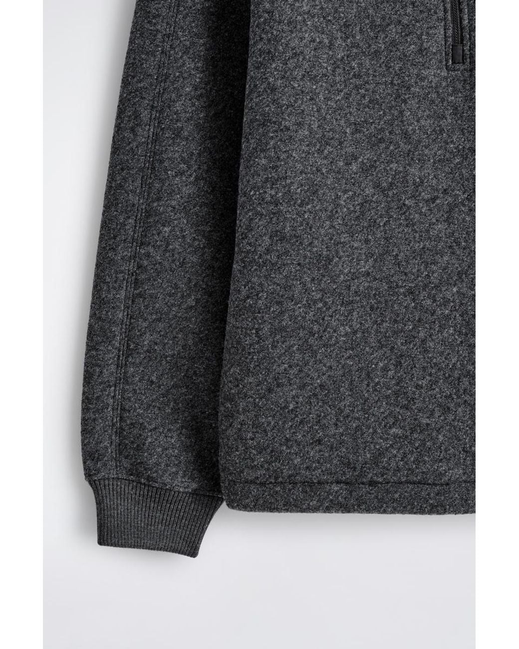 COS Black Oversized Felted-Scuba Mock-Neck Sweater for men
