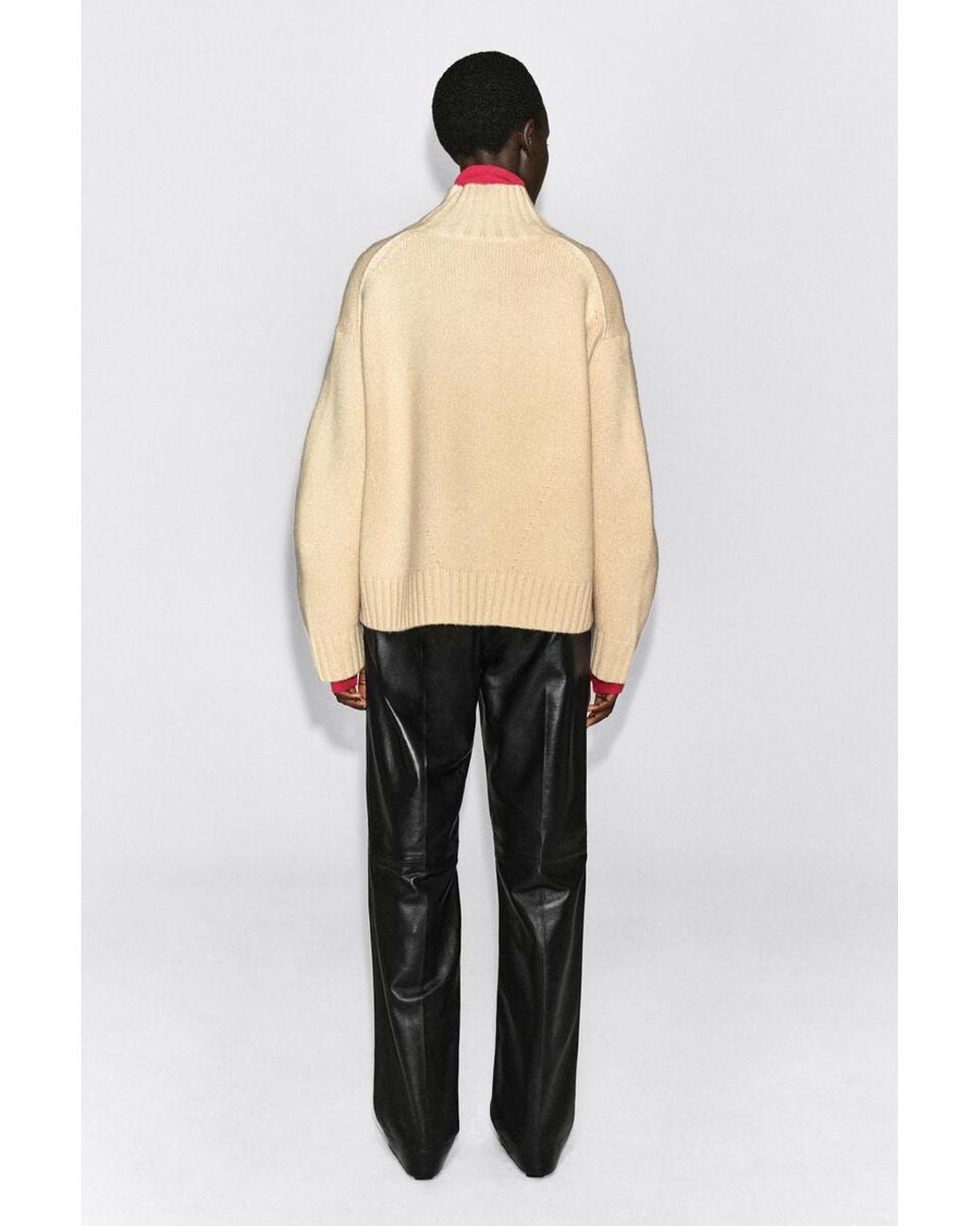 COS Natural Chunky Pure Cashmere Funnel-Neck Sweater