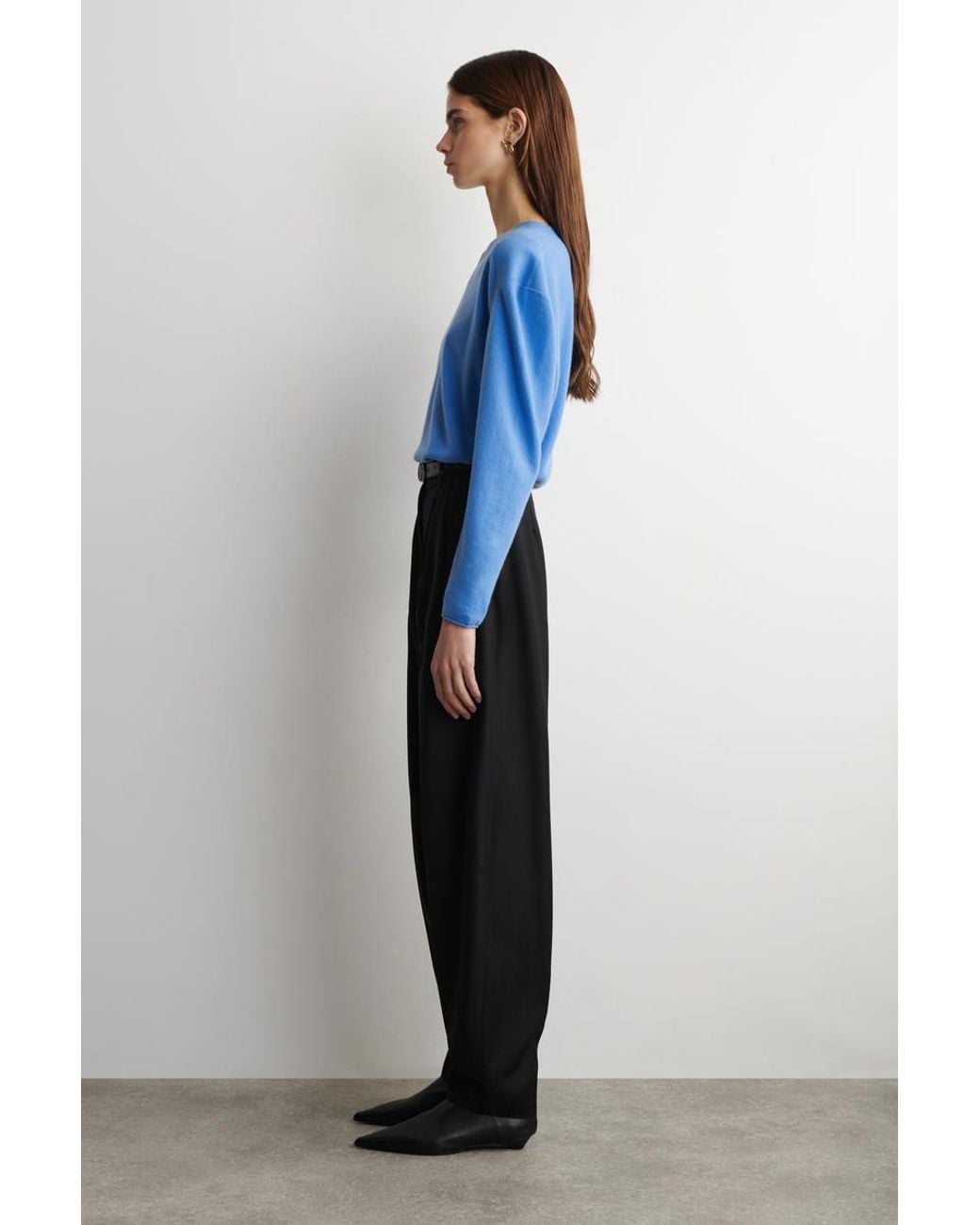 COS Blue Merino Wool V-Neck Sweater