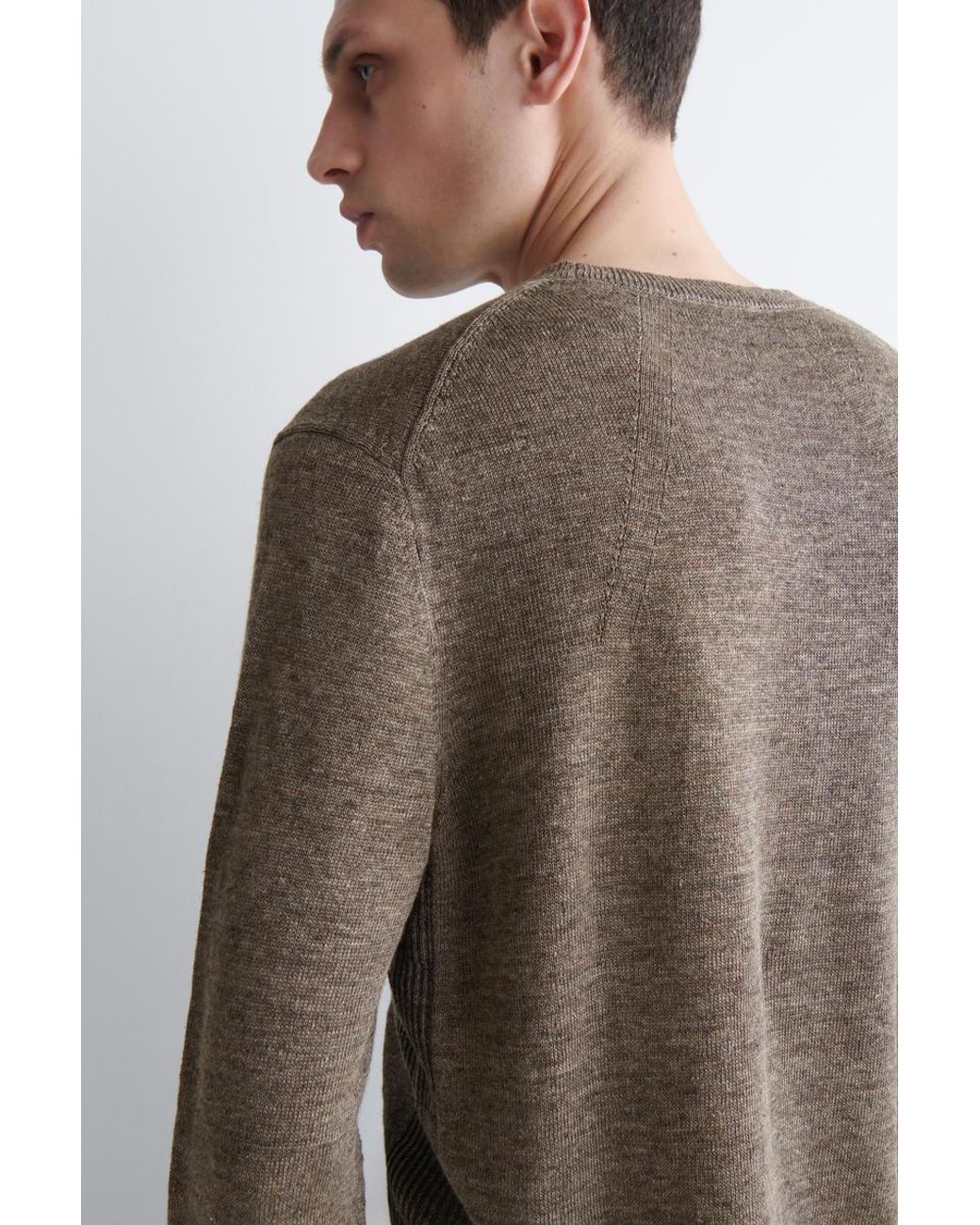 COS Brown Knitted Linen Crew-Neck Sweater for men