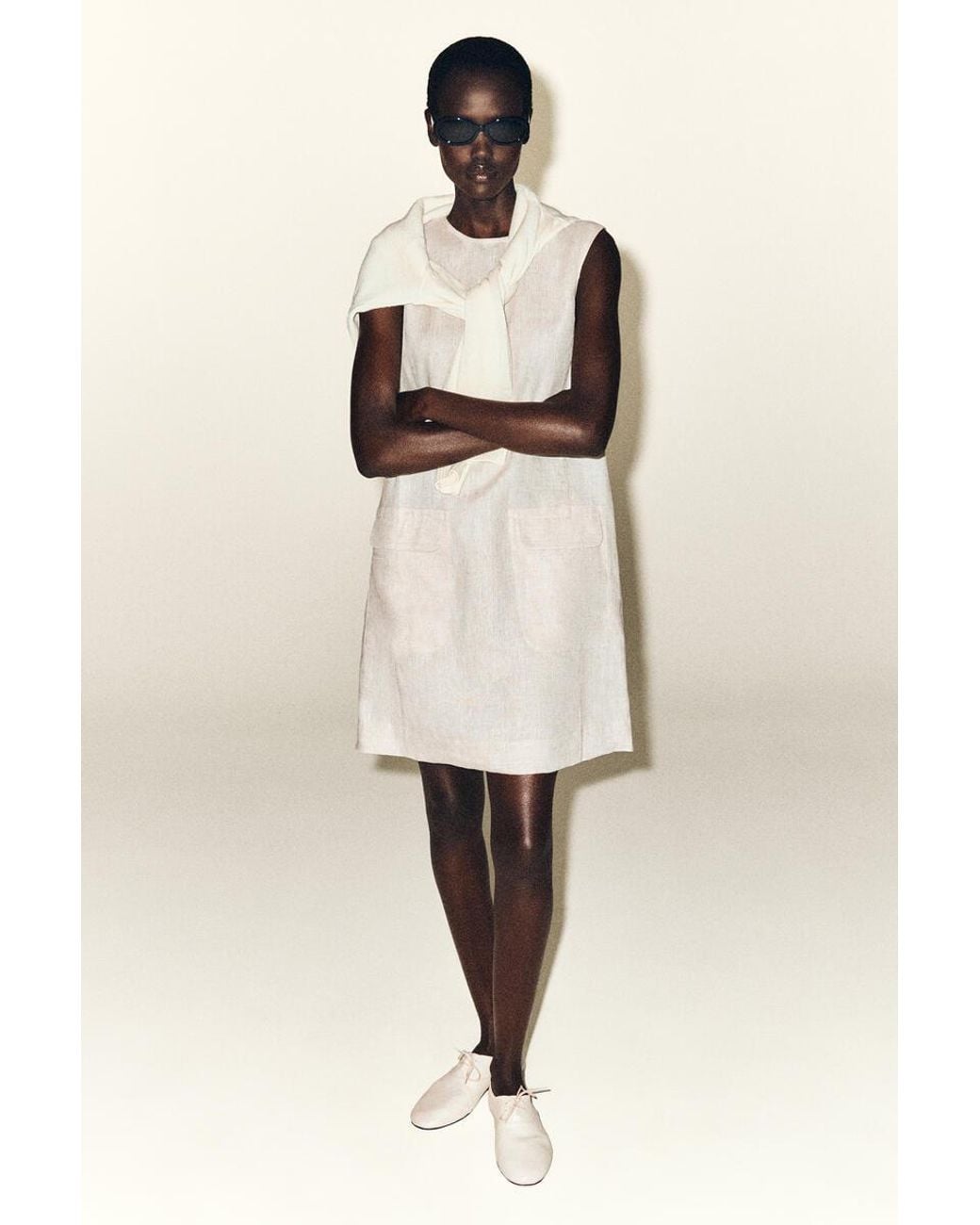 COS Natural Linen Mini Shift Dress