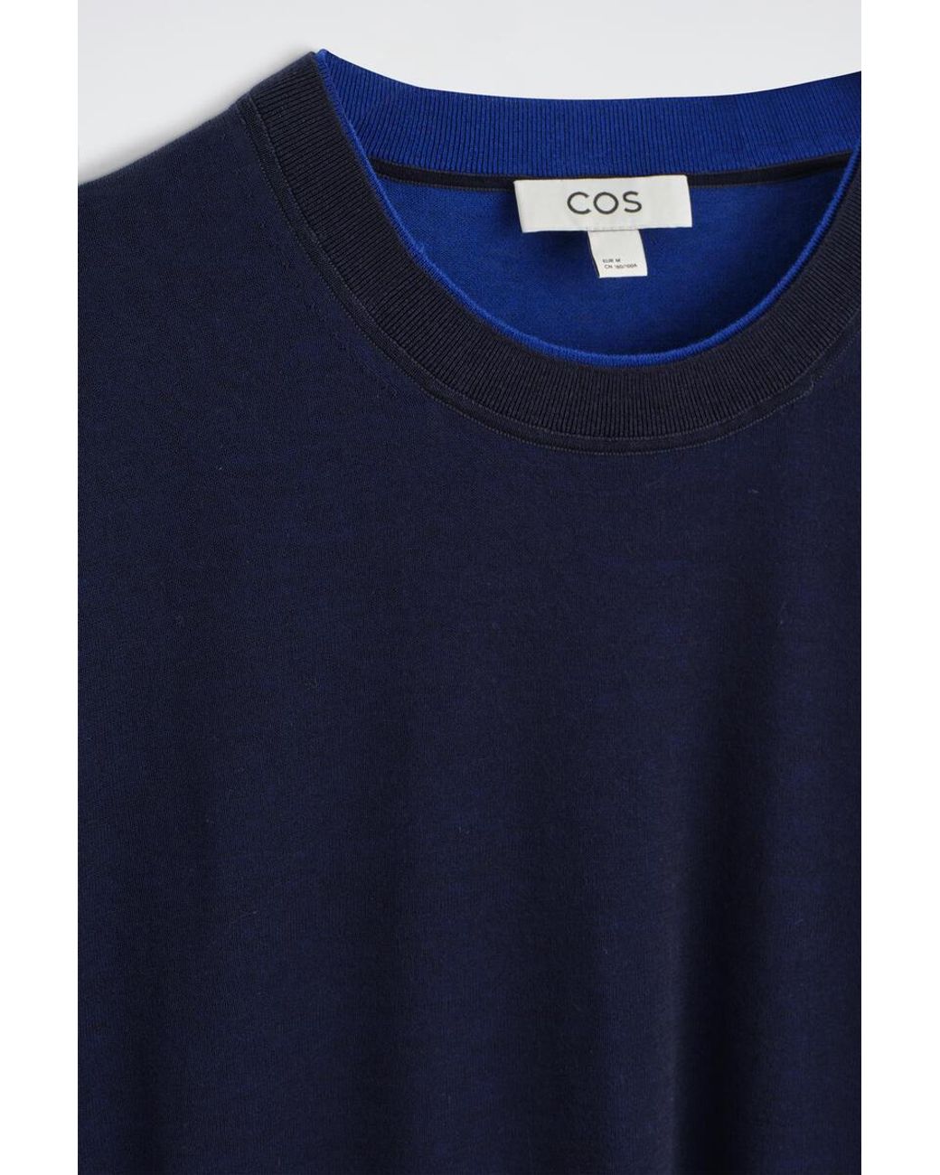 COS Blue Layered Knitted Cotton T-Shirt for men