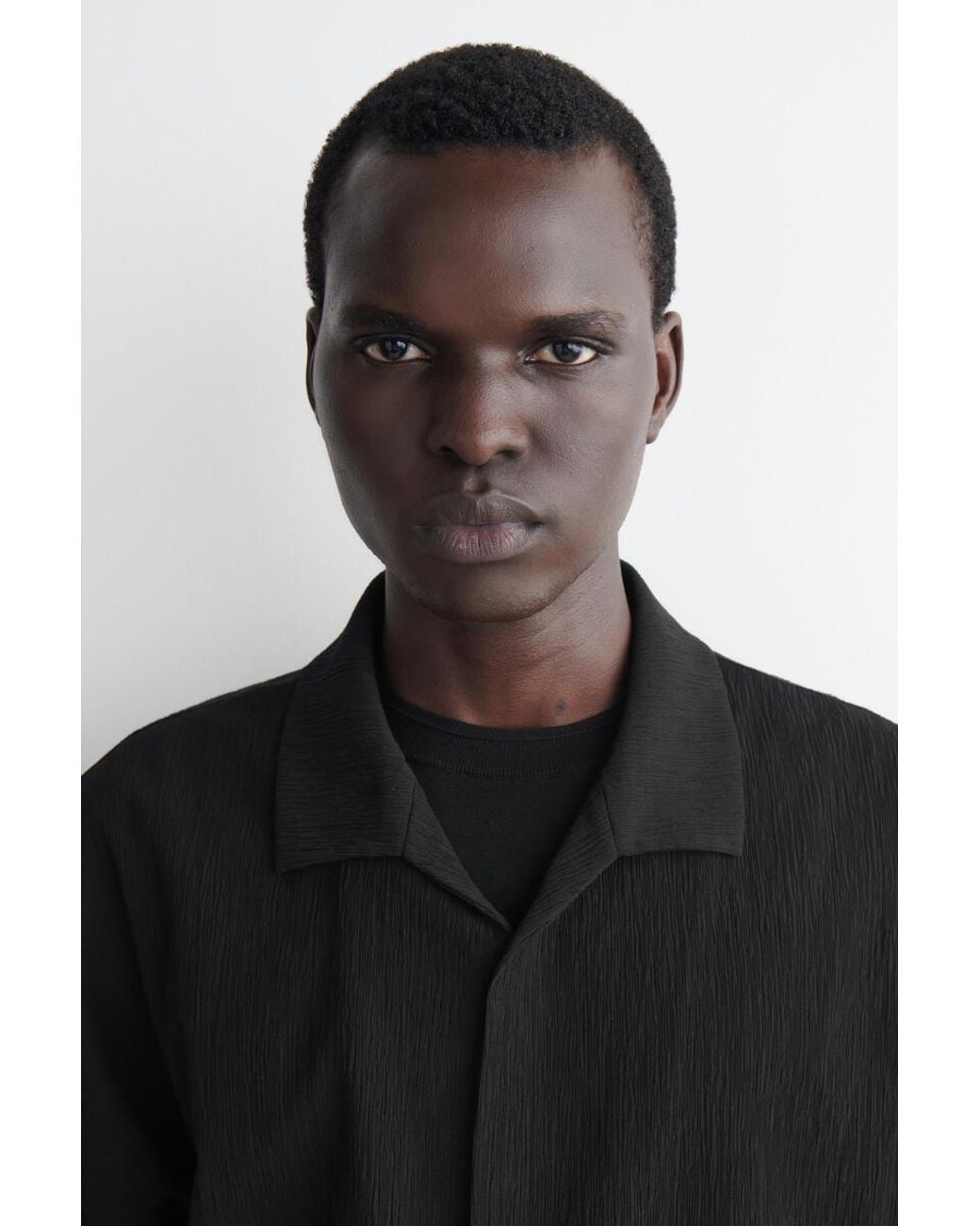 COS Black Crinkled-Cotton Shirt for men
