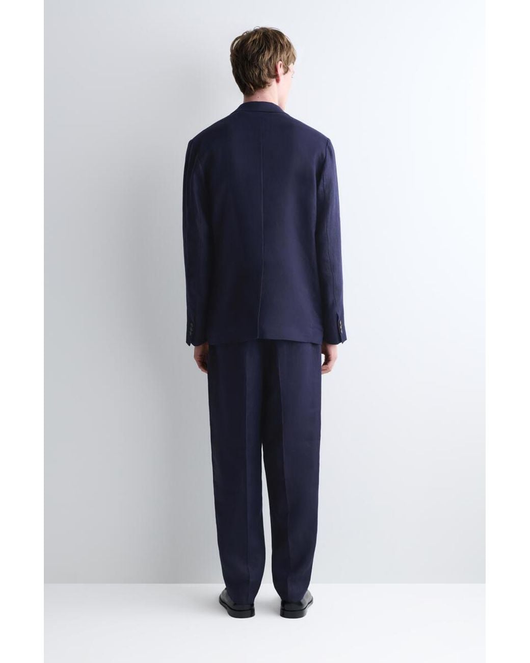 COS Blue Relaxed Linen Tapered Trousers for men