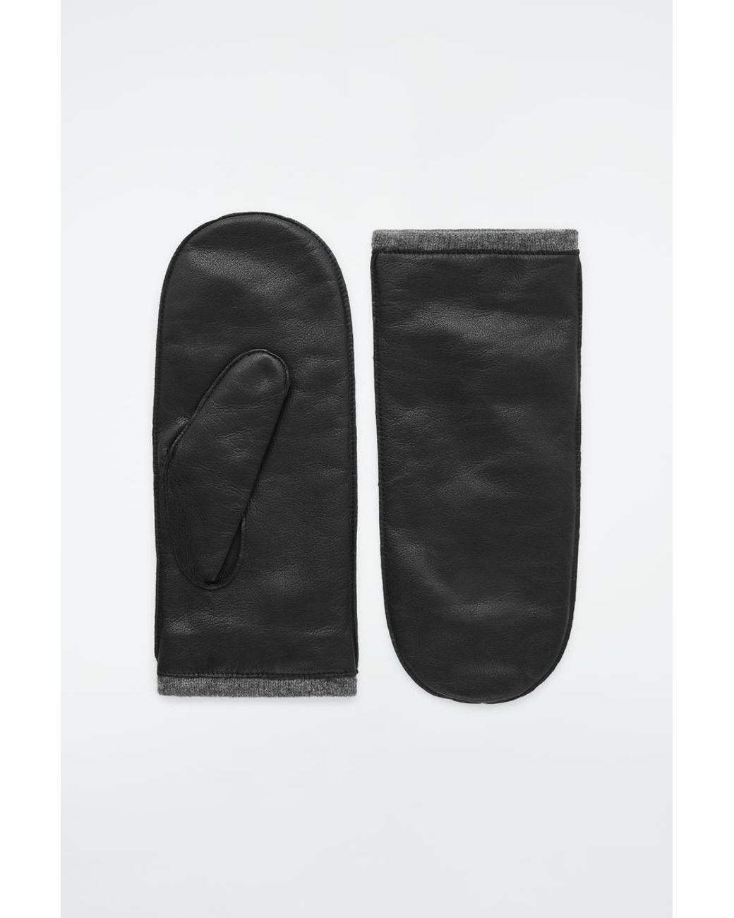 Cos Mittens COS Cashmere-lined Leather Mittens in Black | Lyst UK