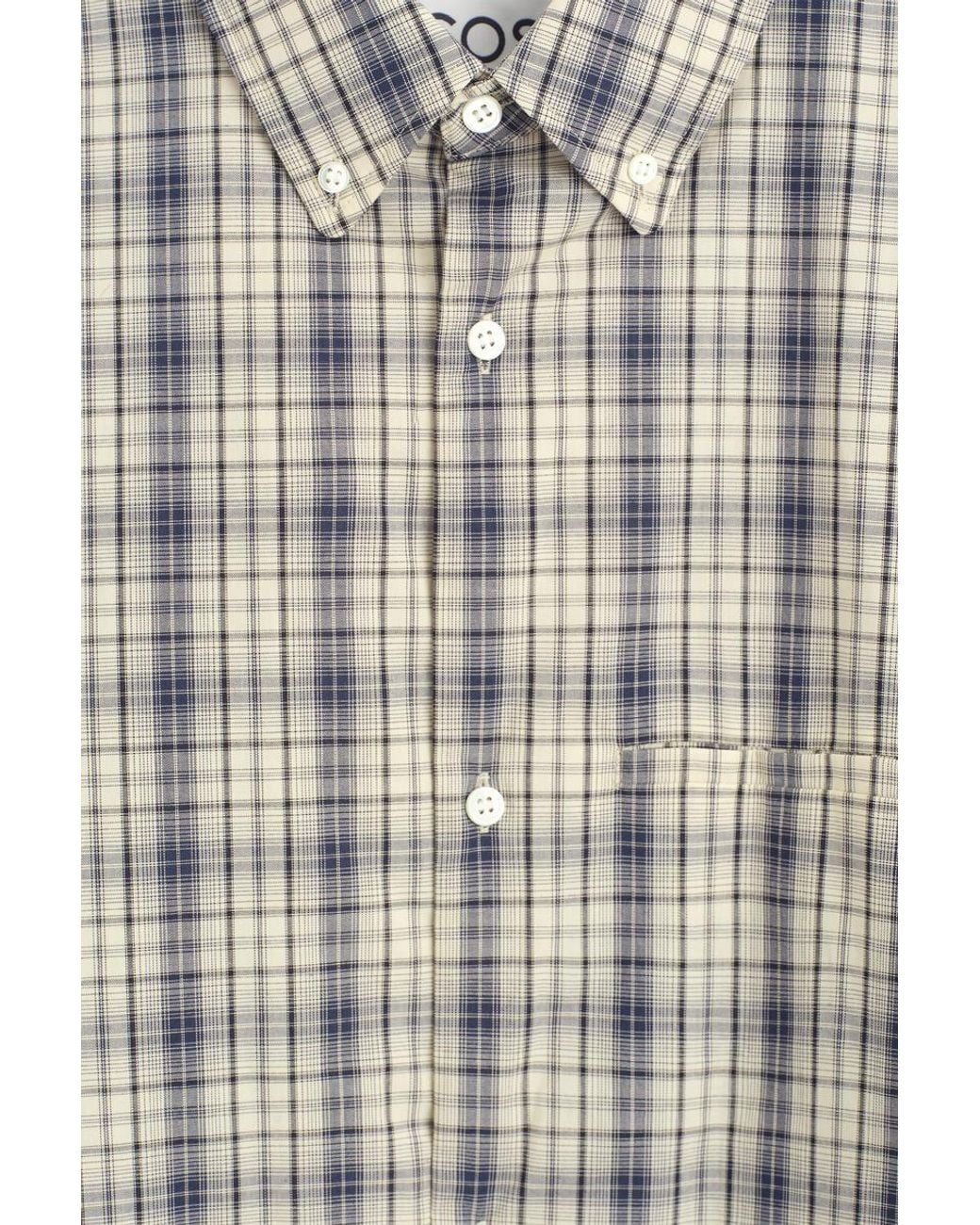 COS White Padded Checked Cotton Overshirt for men