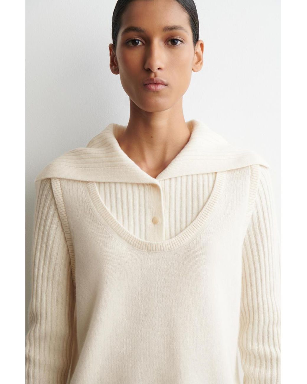 COS Natural Layered Merino Wool Jumper