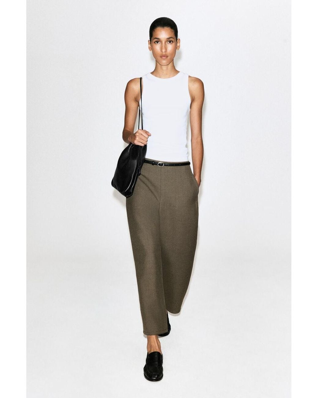 COS Green Double-Faced Barrel-Leg Pants