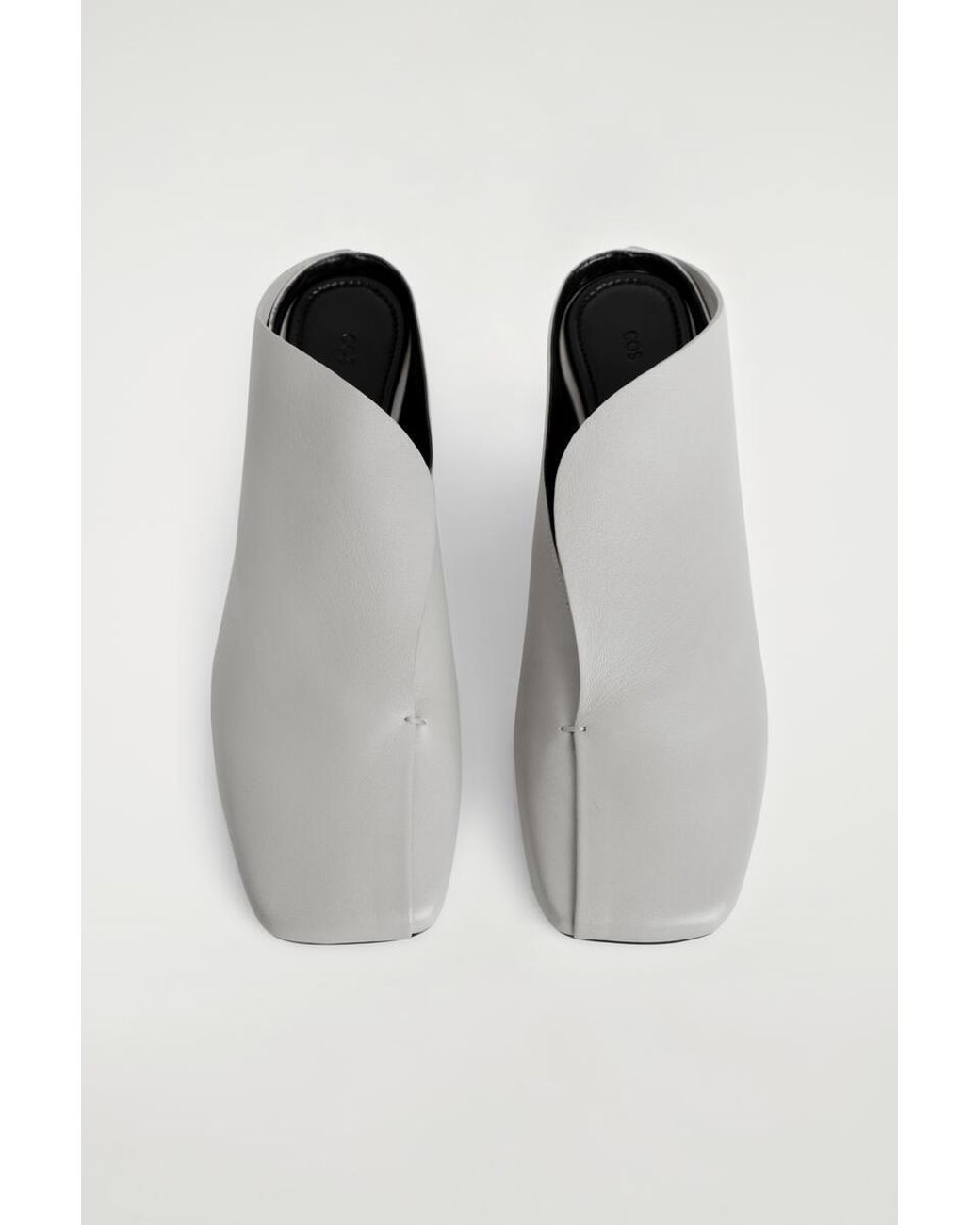 COS White Draped Leather Kitten-Heel Mules