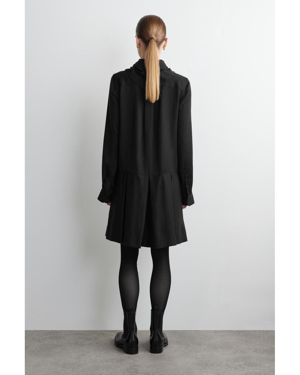 COS Scarf-Detail Dropped-Waist Mini Dress in Black | Lyst