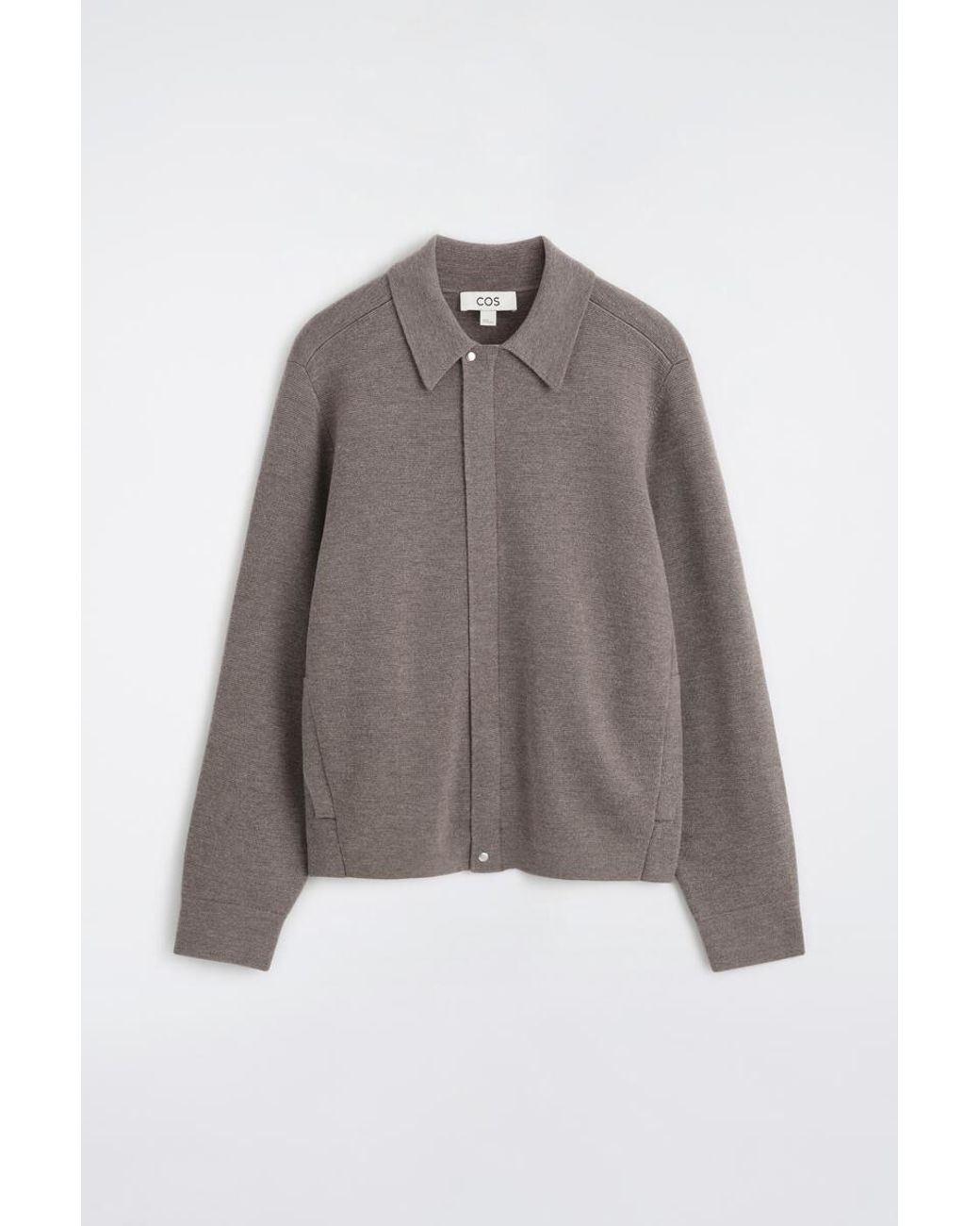 COS Brown Merino Wool Harrington Jacket for men