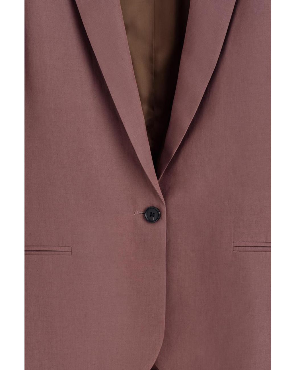 COS Brown Linen-Blend Single-Breasted Blazer