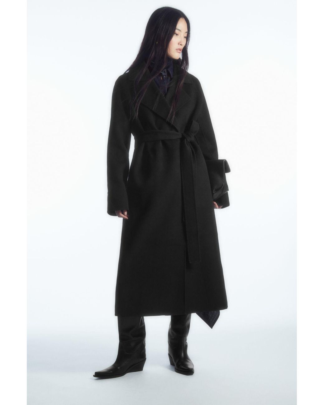 double faced wool belted coat
