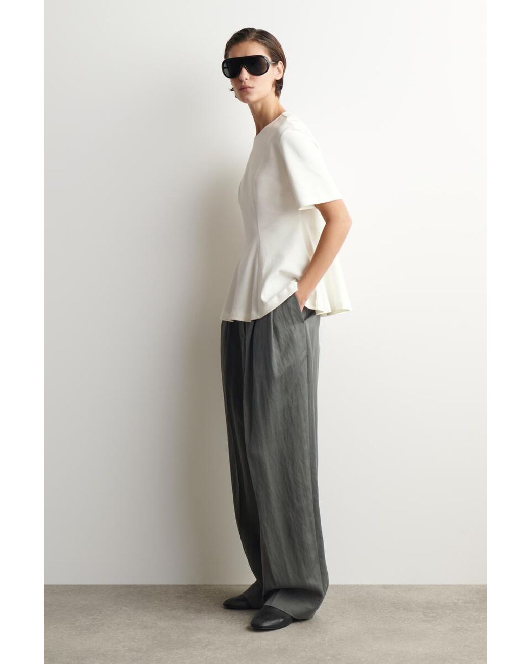 COS White Waisted Cotton T-Shirt